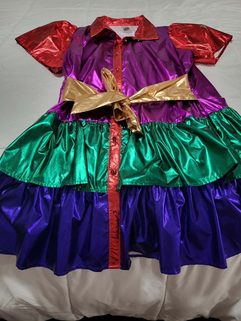 Queen Of Sparkles Dress-Metallic Purple, Green, Red & Gold